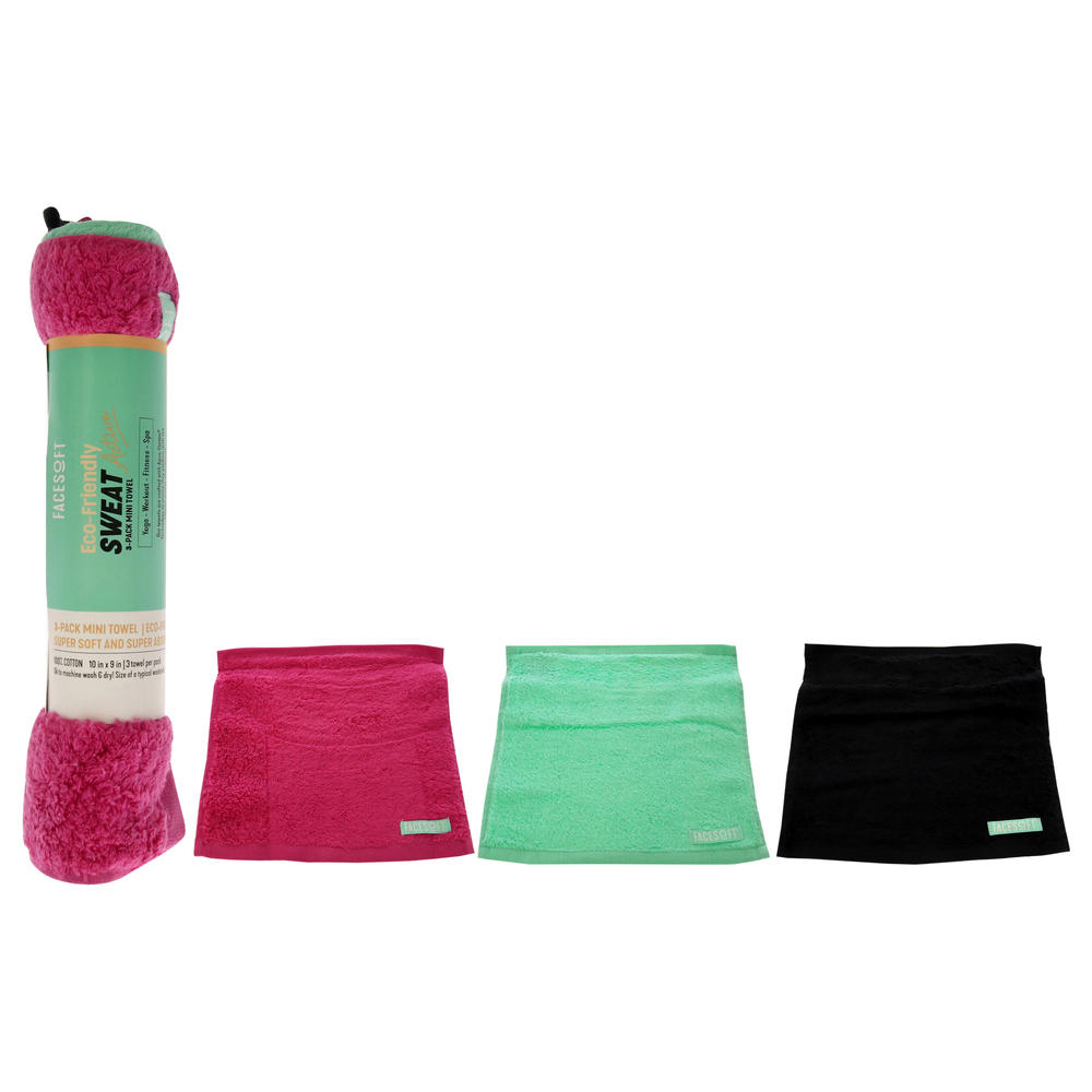 Eco Sweat Mini Towel by Facesoft for Unisex - 3 Pc